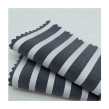 Latest process high quality 67% eco-vero 33% polyester yarn dyed stretch stripe fabric